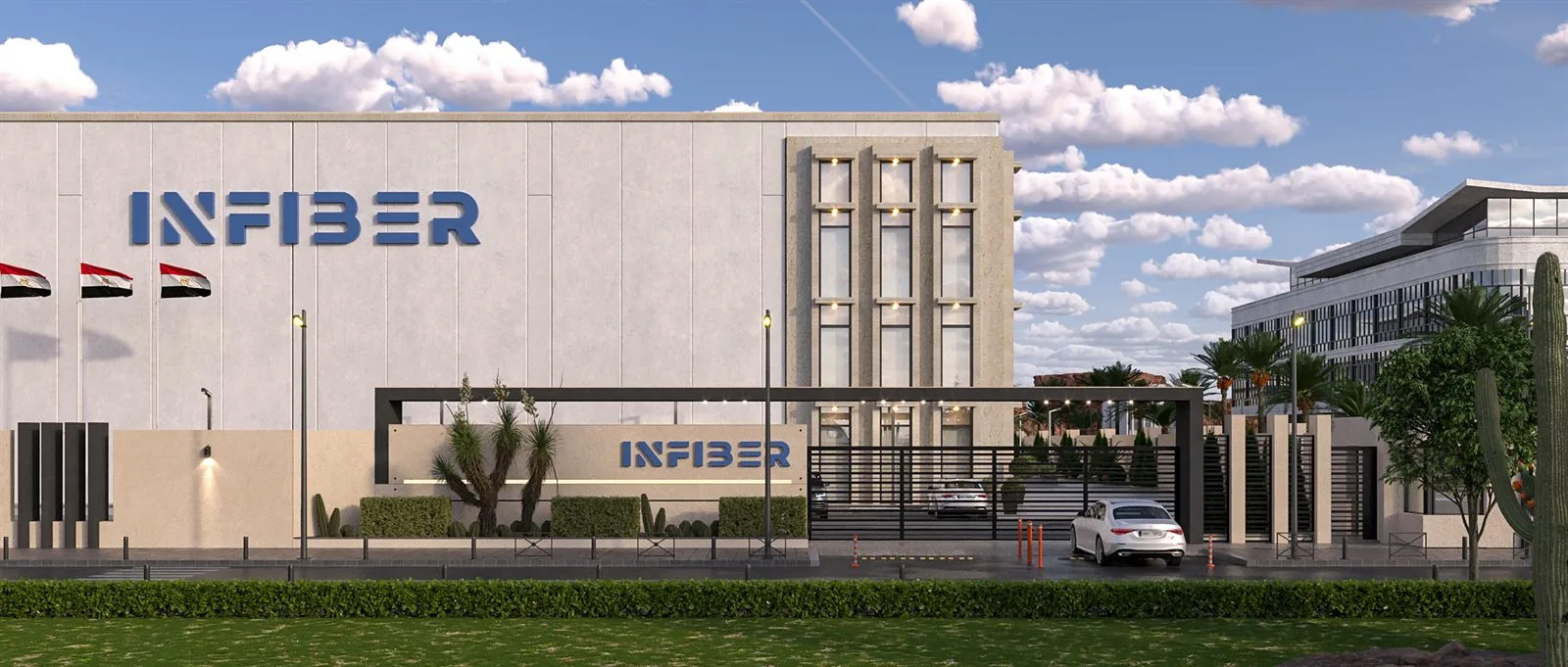 Infiber Factory industrial architecture, 4,500 square meter production facility, Aleppo