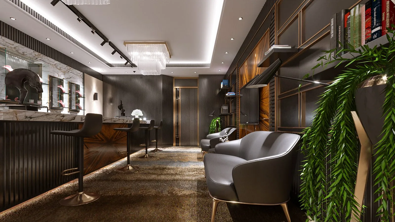 Sankari Gold Jewellery flagship store retail interior, Kuyumcukent AVM Istanbul, black marble and brass design